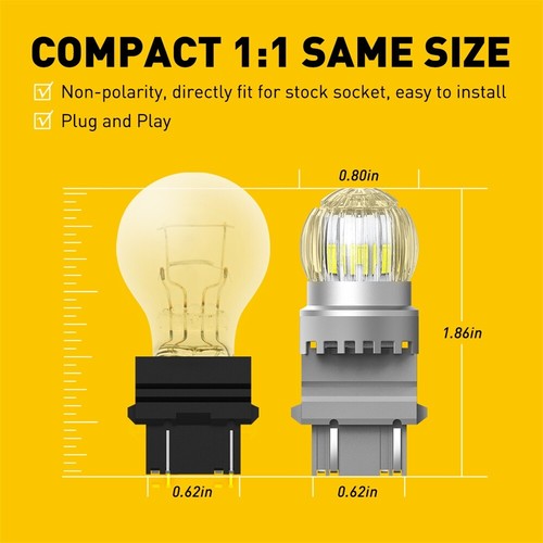 LED DRL US Day Time Running Lights Lamps Bulbs 3157 3156 Super 3057 Bright White - Picture 6 of 10
