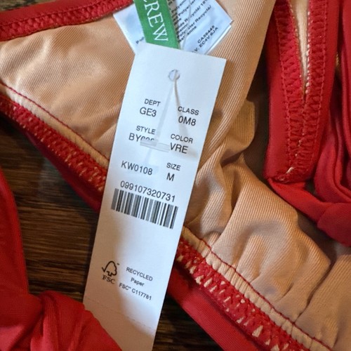 Top de bikini J Crew para mujer DD halter atado talla mediana rojo veneciano elástico - Imagen 6 de 6