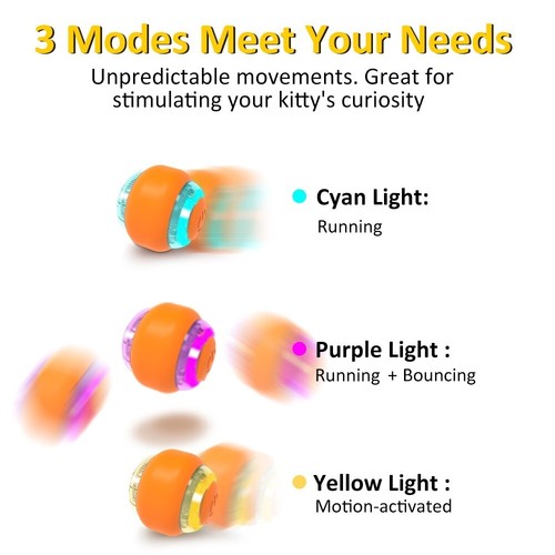 Smart Cat Toys Balls USB Rechargeable 3 Working Modes Automatic Interactive Ball - Picture 3 of 13