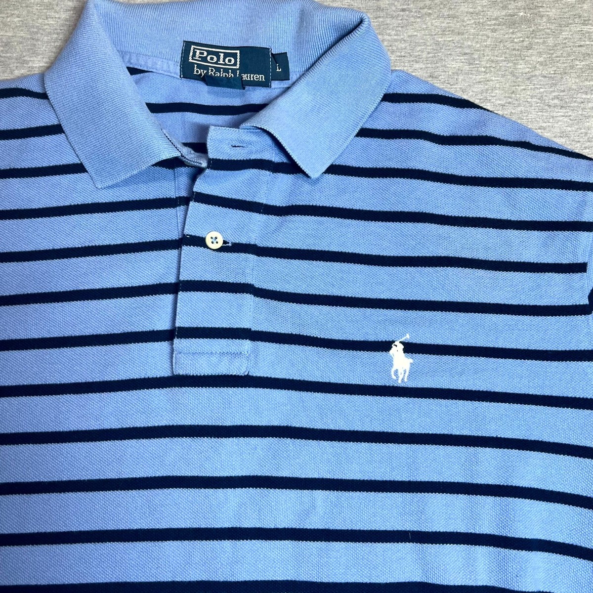 Polo Ralph Lauren blue label polo shirt Large horizontal striped