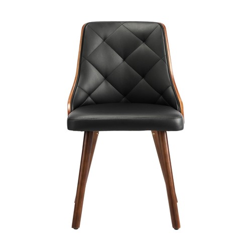 Oikiture Dining Chairs Wooden Chair Kitchen Cafe Faux Leather Padded Seat x2 - Picture 5 of 10