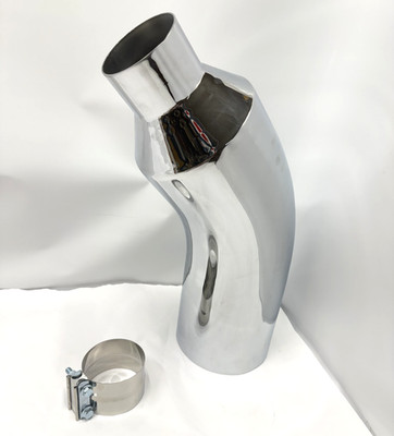 4'' Inlet 8'' Outlet 23'' Long Diesel Exhaust Chrome / Silver Turndown Elbow Tip