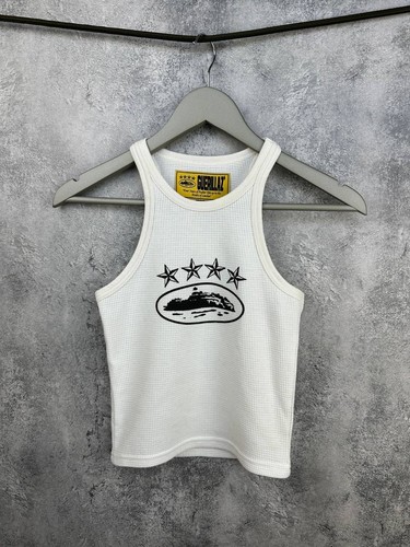 Corteiz Guerillaz "4 Stars Alcatraz" Limited Edition White Waffle Tank Top Sz M