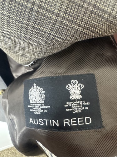Austin Reed Blazer Men’s 42 100% Wool Gray Windowpane Check Sport Coat - Picture 6 of 8