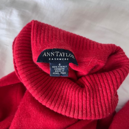 Suéter rojo vintage Ann Taylor para mujer pequeño de dos capas 100 % cachemir cuello alto - Imagen 15 de 15