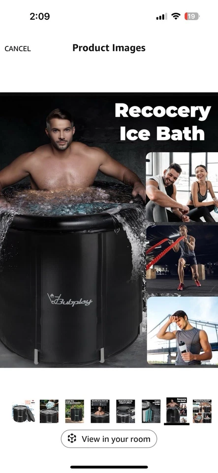 Ice Bath Cold Plunge Tub with Cover for Indoor Outdoor for Recovery Black, XL - Image 2 of 4
