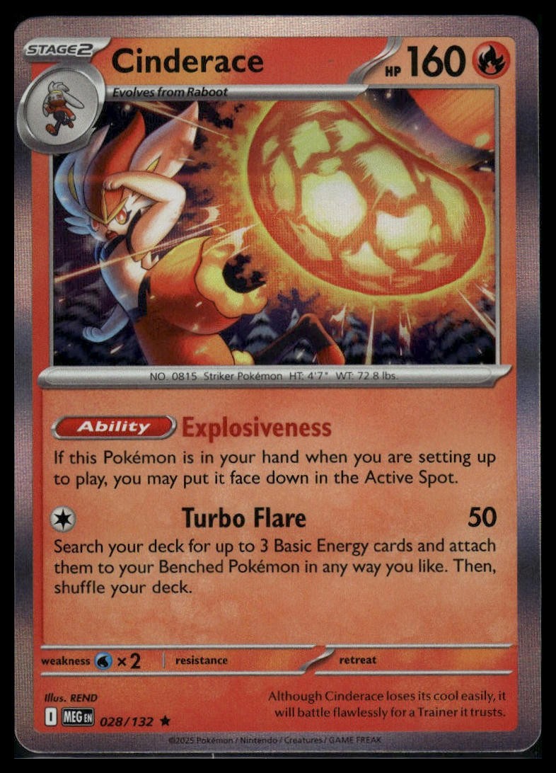 ME01: Mega Evolution #028/132 Cinderace R HOLO