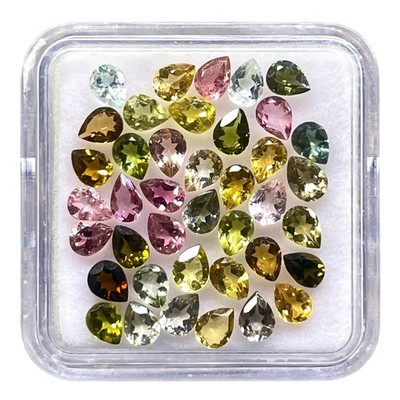 Selene Gems VVS 40 Stk Natürliche Multi Turmalin Tropfen 4x3 mm