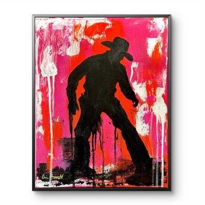 Original Cowboy 11x14 Canvas Bold Neo Expressionist Painting Signed Wall Art