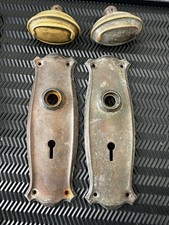 Ornate Antique Victorian Brass Door Knobs With Back Plates