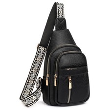Women  s Leather Crossbody Bag Fanny Pack Sling Chest Bag Trendy Purse