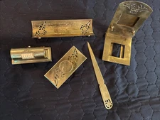 Brass Park Sherman Co Desk Calendar & Faberware Brooklyn NY Desk Set READ!