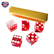Casino Dice Set of 5, 19mm Grade AAA Acrylic with Razor Edges, Red