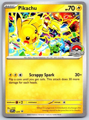 PSA10 ピカチュウ SVP 225 2025 世界大会 プロモ ポケカ Pikachu SVP 225 Non Holo World Championships 2025 Promo Pokemon