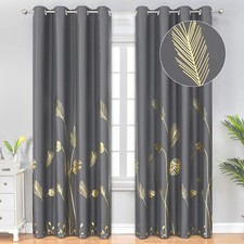 Dark Grey Blackout Curtains  Drapes 84 Inch Length 2 Panels Set for Living R...