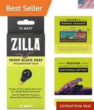 Zilla Night Black Incandescent Bulb - 75W with Rare Earth Phosphors for Reptiles