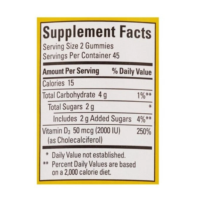 Vitamina D3 Nature Made - Fresa, melocotón y mango 2.000 UI (50 mcg) 150 gomitas Foto 2 de 2