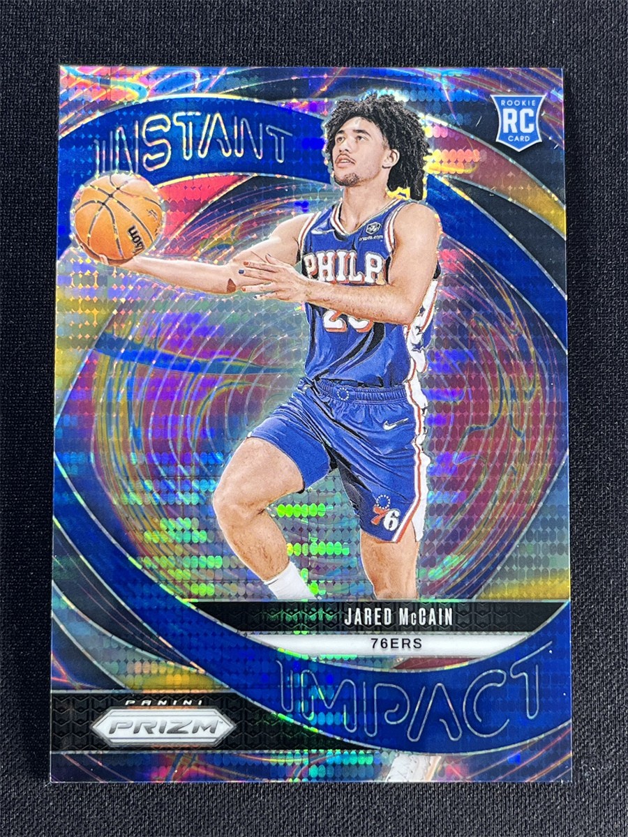 2024-25 Panini Prizm Jared Mccain #10 Blue Pulsar Instant Impact RC Rookie /99