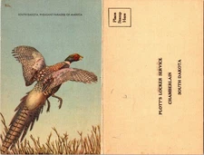 Advertising Postcard PLOTT'S Locker Chamberlain SD Pheasant Hunting Folder 1940