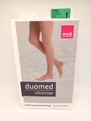 Medi Duomed Advantage Thigh High w/ TB BLACK 20-30 Compression Stockings MEDIUM