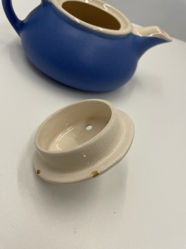 Vintage Retro Fosters Studio Pottery Blue & White Bowl + tea pot Heston. - Picture 4 of 23