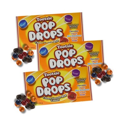 Tootsie Drop Pops - Pack of 3 - Fruity Hard Candy Pieces With Tootsie Roll Ce...