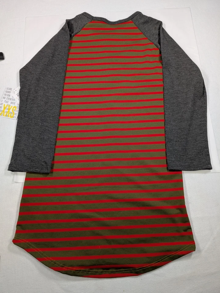 Camiseta Lula Roe Niñas Manga Larga Verde Y Rojo Tira XXS Foto 4 de 4