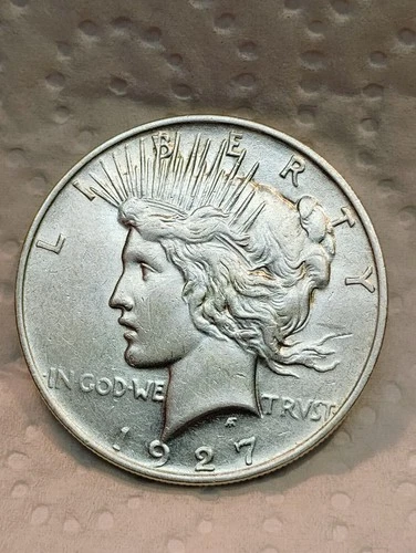 1927 D ~ PEACE SILVER DOLLAR ~ AU ~ (cleaned)
