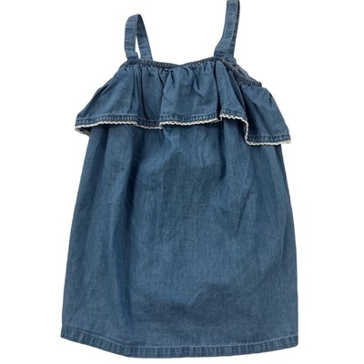 Gap Kids Sleeveless Chambray Denim Ruffle Crochet Trim Top Girls Medium