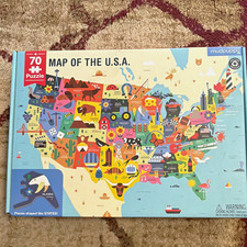 Mudpuppy USA Map Puzzle 70 Pieces Shaped Like States, Interlocking Cardboard