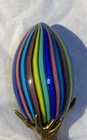 Vintage Murano Art Glass  Ribbon  Egg Shaped Paperweight
