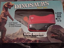 View Master Dinosaurs Gift Set in Box 3-1962 A B C Dinosaur Reels  1987 Viewer