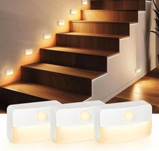 3 Pack Motion Sensor Stair Light for Indoor, Battery Operated Closet Lights, Wir