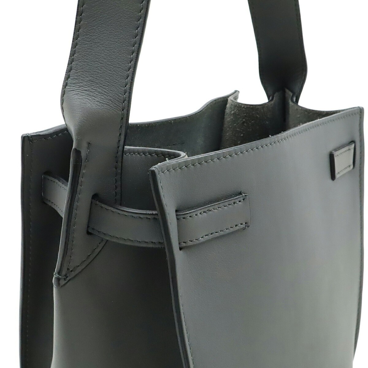 CELINE Big Bucket Shoulder Bag, Calfskin Leather, Gray, 183343