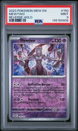 2023 POKEMON MEW EN-151 REVERSE HOLO #150 MEWTWO PSA 9