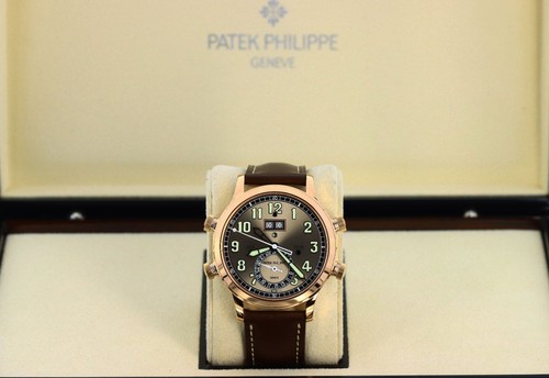Patek Philippe Alarm Travel Time 5520RG-001 Grey Sunburst Dial 18kt Rose & White
