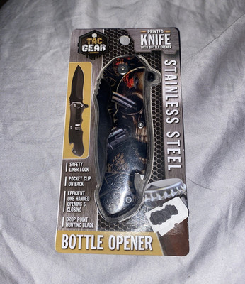 Tac Gear Roughneck Stainless Steel Pocketknife Bottle Opener Drop Point Liner