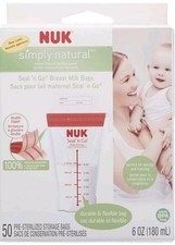 Brand New Nuk Simply Natural 6 Oz BPA Free Breast Milk Storage Bags 50 Ct