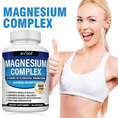 Magnesium Glycinate 8-in-1 Complex 1000mg - High Strength Magnesium 90 Capsules