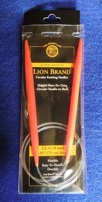 Circular Knitting Needles US 11 x 29'' (8mm x 75cm) Lion Brand Red Plastic New
