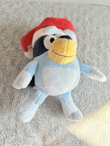 Peluche natalizio Bluey con cappello Babbo Natale alto 12" peluche nuovo con etichetta - Foto 3 di 3