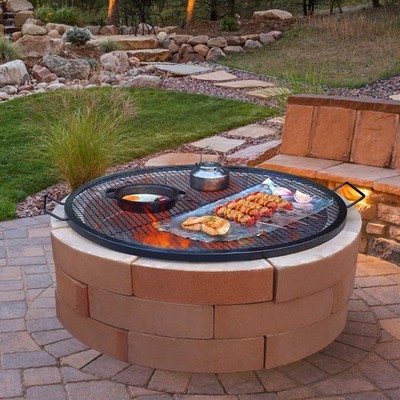 X-Marks Fire Pit Grill Grate, Grate, Heavy Duty Steel Campfire BBQ Grill Grid