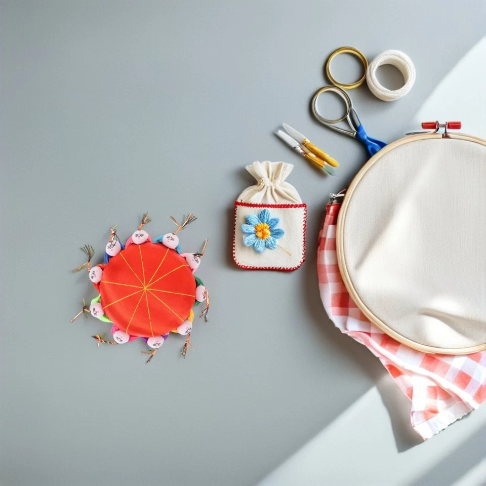 2件装复古缝纫收纳袋娃娃针绣针垫 — 第 2/4 张图片