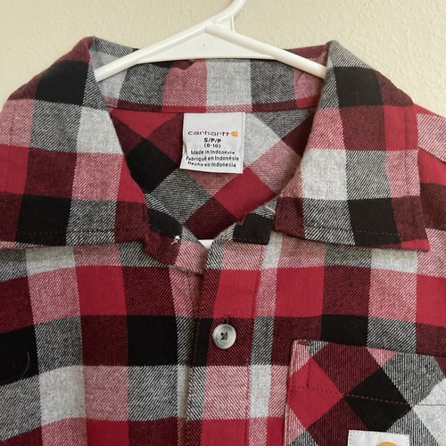 Carhartt Boys Button Down Flannel New With Tags Size Small 8/10 - Picture 7 of 7