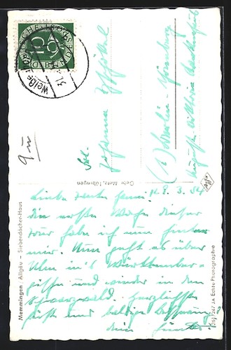 Memmingen /Allgäu, Siebendächerhaus, Apotheke, Ansichtskarte - Bild 2 von 2