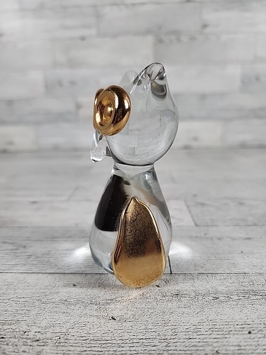 Vintage BRASS & GLASS Owl Paperwight Statue 4" Figurine Bird MCM - Picture 3 of 5