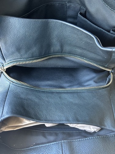 Coach Madison Phoebe metallic blue Pebbled Leather Medium Shoulder Bag Purse - Picture 6 of 7