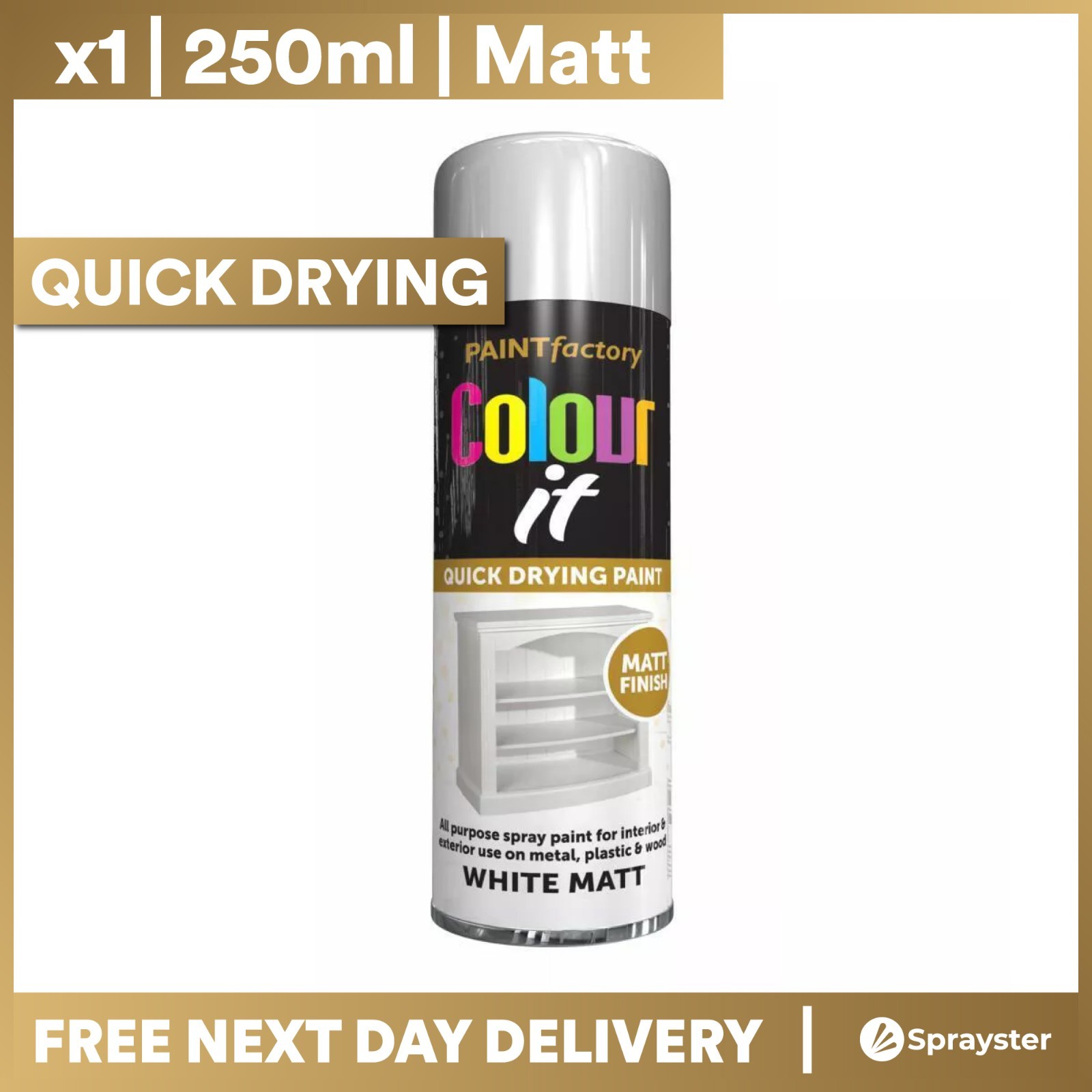 Paint Factory White 3X Matt Spray Paint 250Ml - Image 3