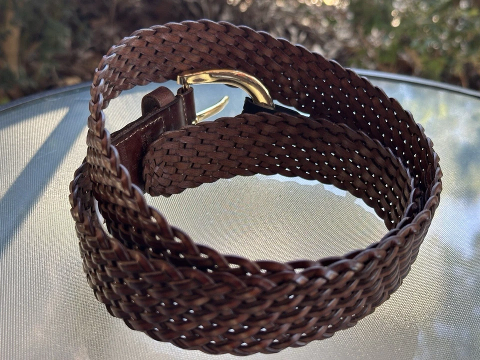 MICHAEL KORS Brown Braided Leather Belt 551359 Womens Medium NWT  40”x1.5” - Image 2 of 4