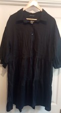 Boohoo Plus Black Tiered Smock Shirt Dress Size 20